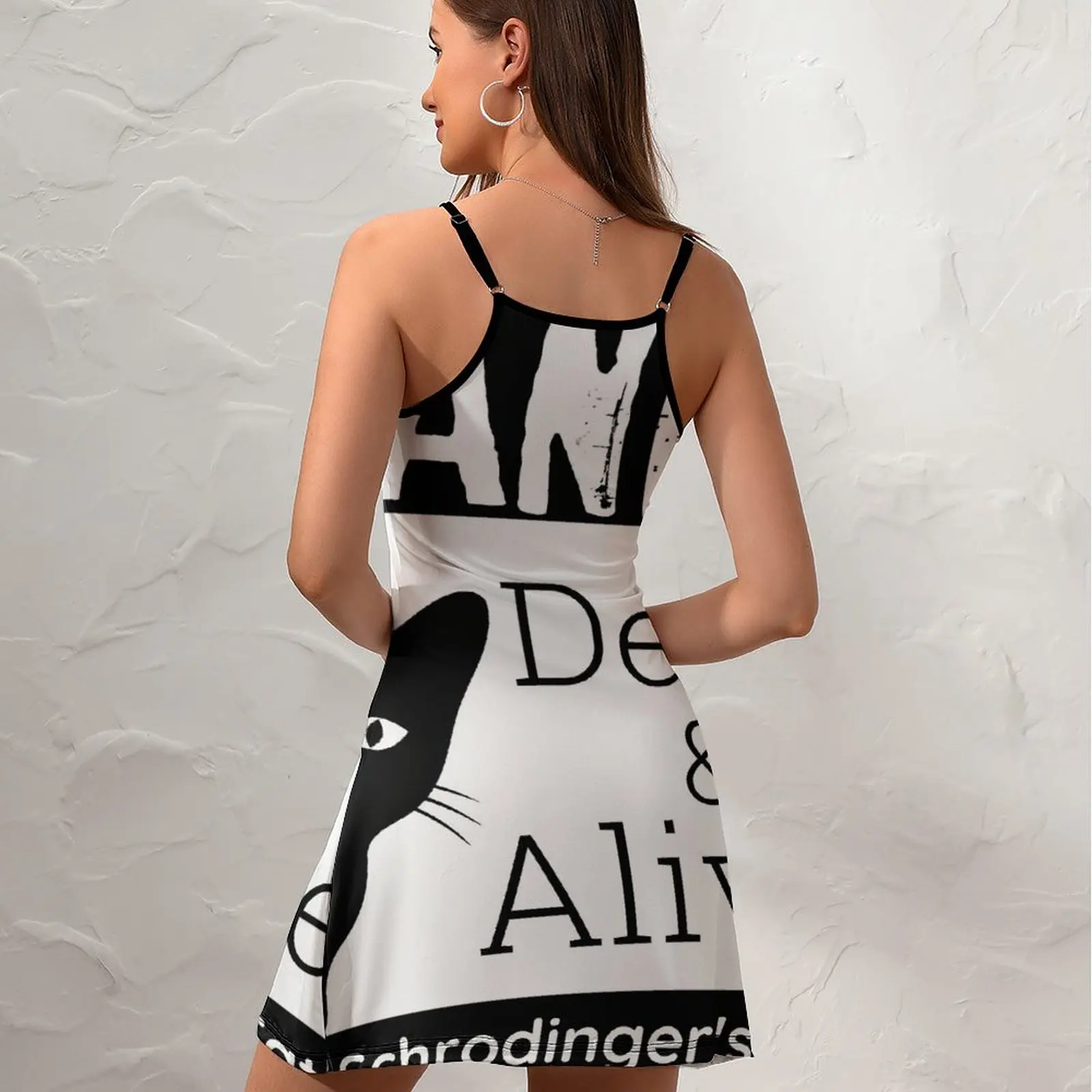 Wanted Erwin Schrodinger Cat 16 Funny Graphic Exotic  Woman's Dress  Women's Sling Dress Funny Sarcastic  Parties The Dress