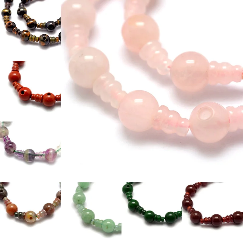 

10 Sets Natural Gemstone Guru Beads Set 3-Hole Japa Mala Buddhist Jewelry 16.5mm