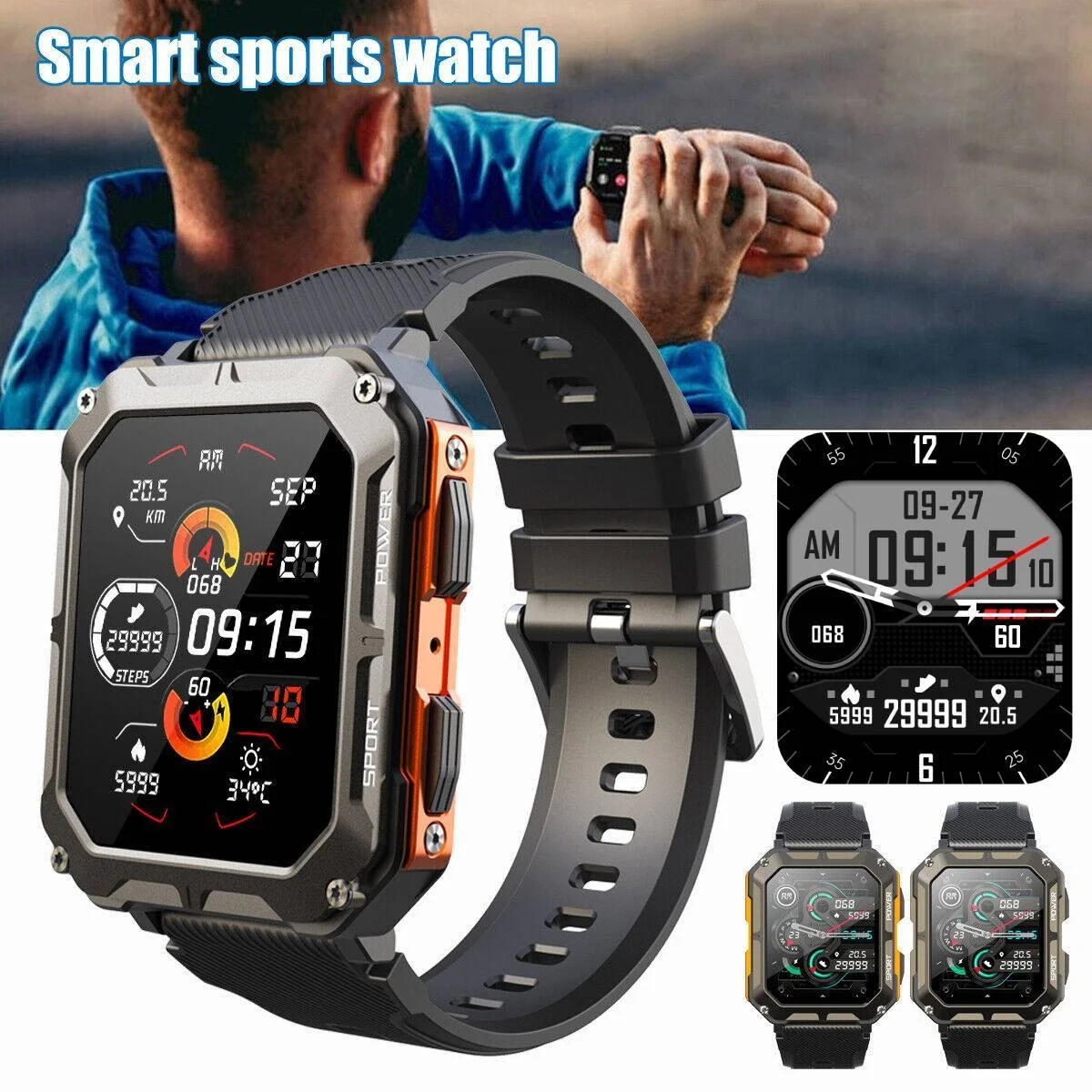 

Leadoys Смарт-часы 1,83-дюймовый Bluetooth-вызов Спортивный фитнес-трекер Монитор сердечного ритма 1ATM Водонепроницаемые умные часы для мужчин и женщин