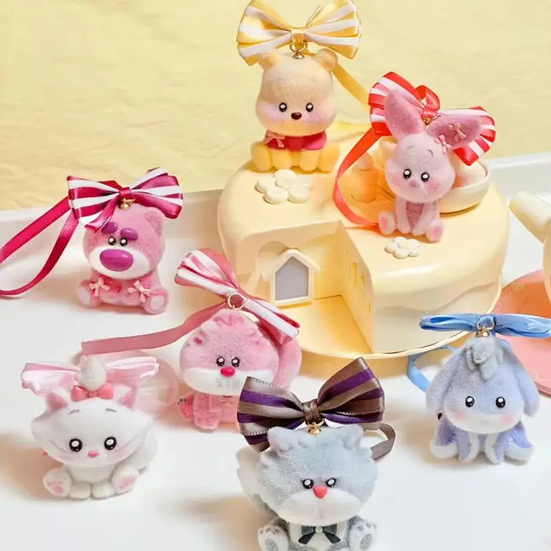 Cute Winnie The Pooh Cartoon Keychain Sitting Strawberry Bear Figure Backpacks Hanging Ornament Car Keys Decor Gift Idea