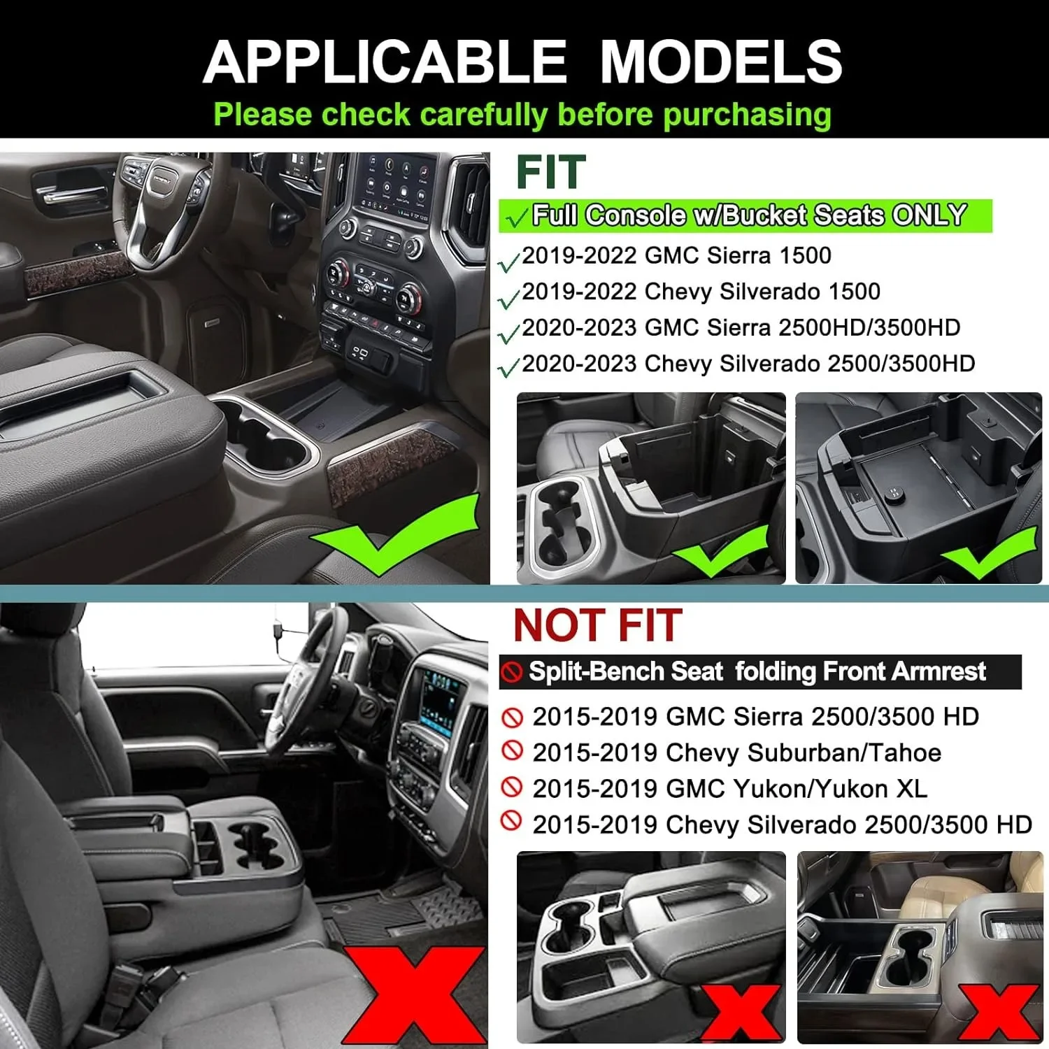 Organizer konsoli środkowej kompatybilny z 2019-2022 chevrolet Silverado 1500/GMC Sierra 1500 i 2020-2023 chevrolet Silverado