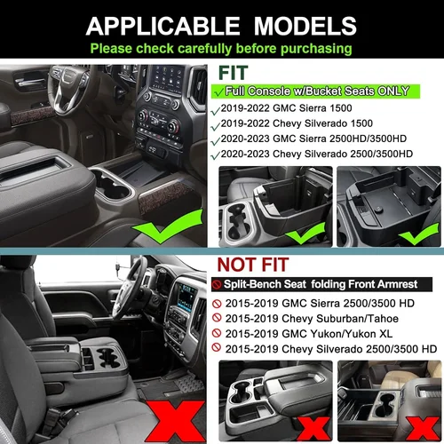 Imagen 2 del producto Organizador de consola central Compatible con Chevy Silverado 2019/GMC Sierra 2022 y 1500-1500 Chevy Silverado, 2020-2023