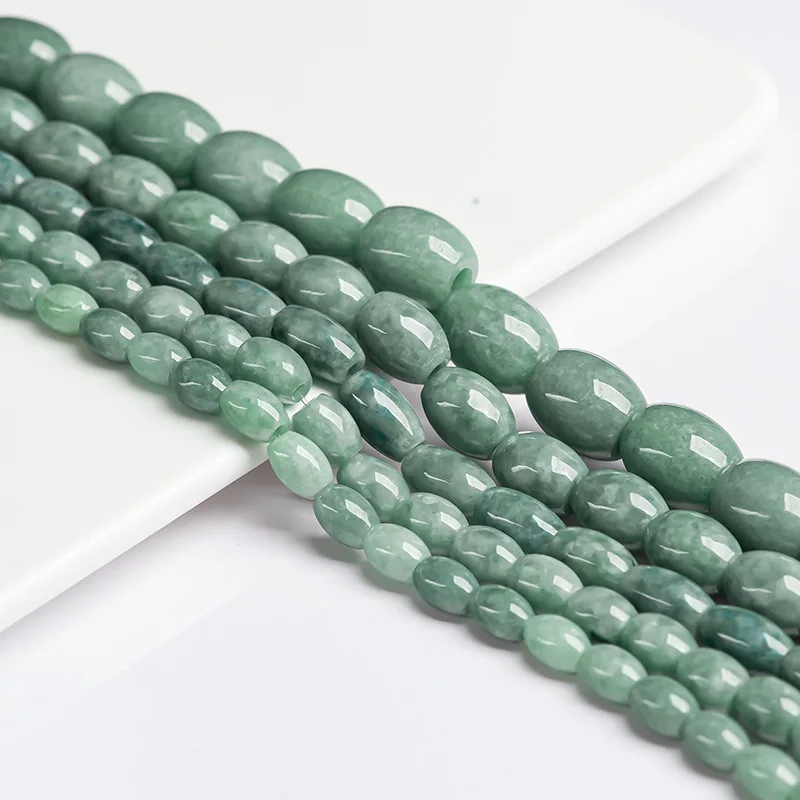 

Natural A-goods Emerald Bean Green Lu Tong Loose Beads Barrel Jade Charms Bracelet Necklace Manual DIY Jewelry Drop Shipping