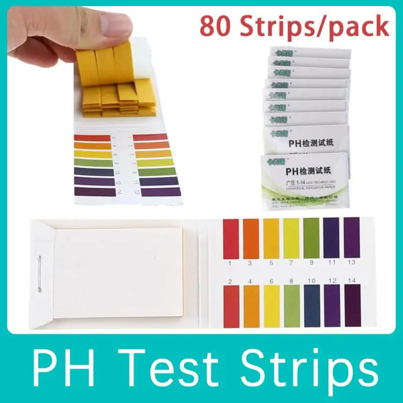 1set = 80 Strips!!! Professional 1-14 PH Litmus Paper Ph Test Strips Water Cosmetics Soil Acidity Test Strips with Control Card