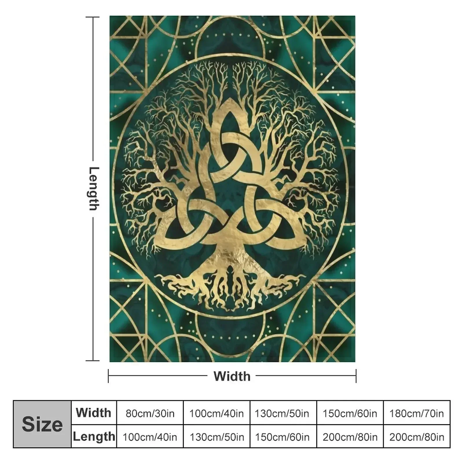 Tree of life with Triquetra Malachite and Gold Throw Blanket Baby halloween Luxury St heavy to sleep Blankets