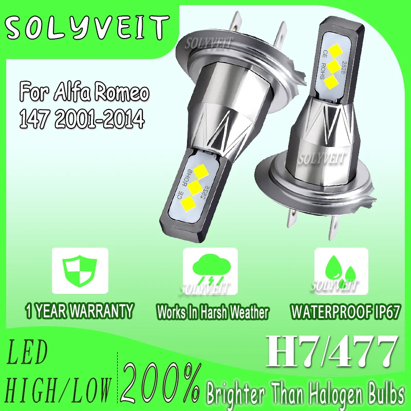 

High Lumen Output Energy Saving H7 477 LED Headlight For Alfa Romeo 147 2001 2002 2003 2004 2005 2006 2007 2008 2009 2010-2014