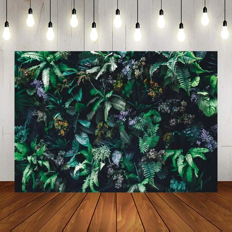 

Tropical Green Plants Backdrops Jungle Safari Photography Background Natural Green Leaves Photo Birthday Party Banner Props