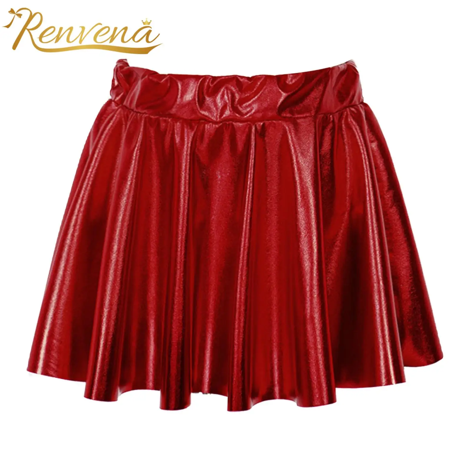 Kids Skirts for Girls Shiny Metallic Elastic Waistband Dance Skirt Hip Hop Street Dance Costume Dancewear Performance Clothing