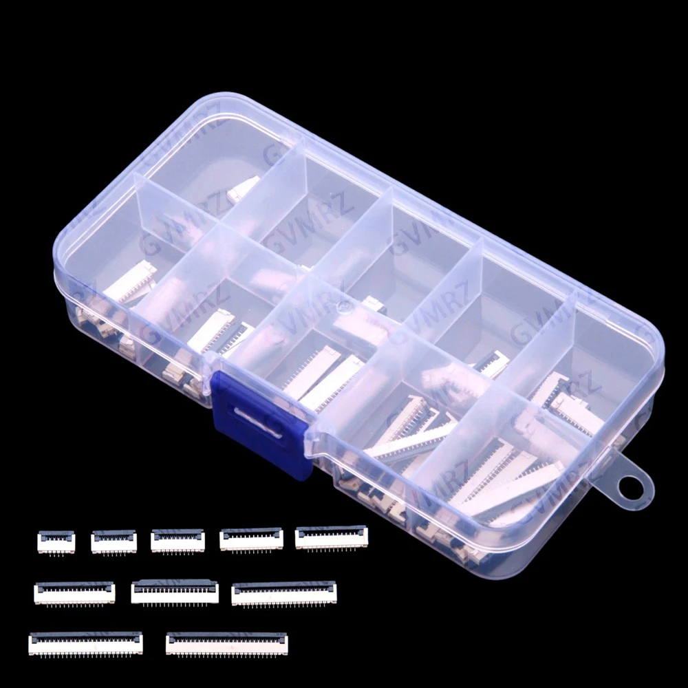 50PCS 4/6/8/10/12/14 FFC FPC Connector 1.0mm 16/20/22/24 Pin Top Contact Flat Cable Connector Socket Sets