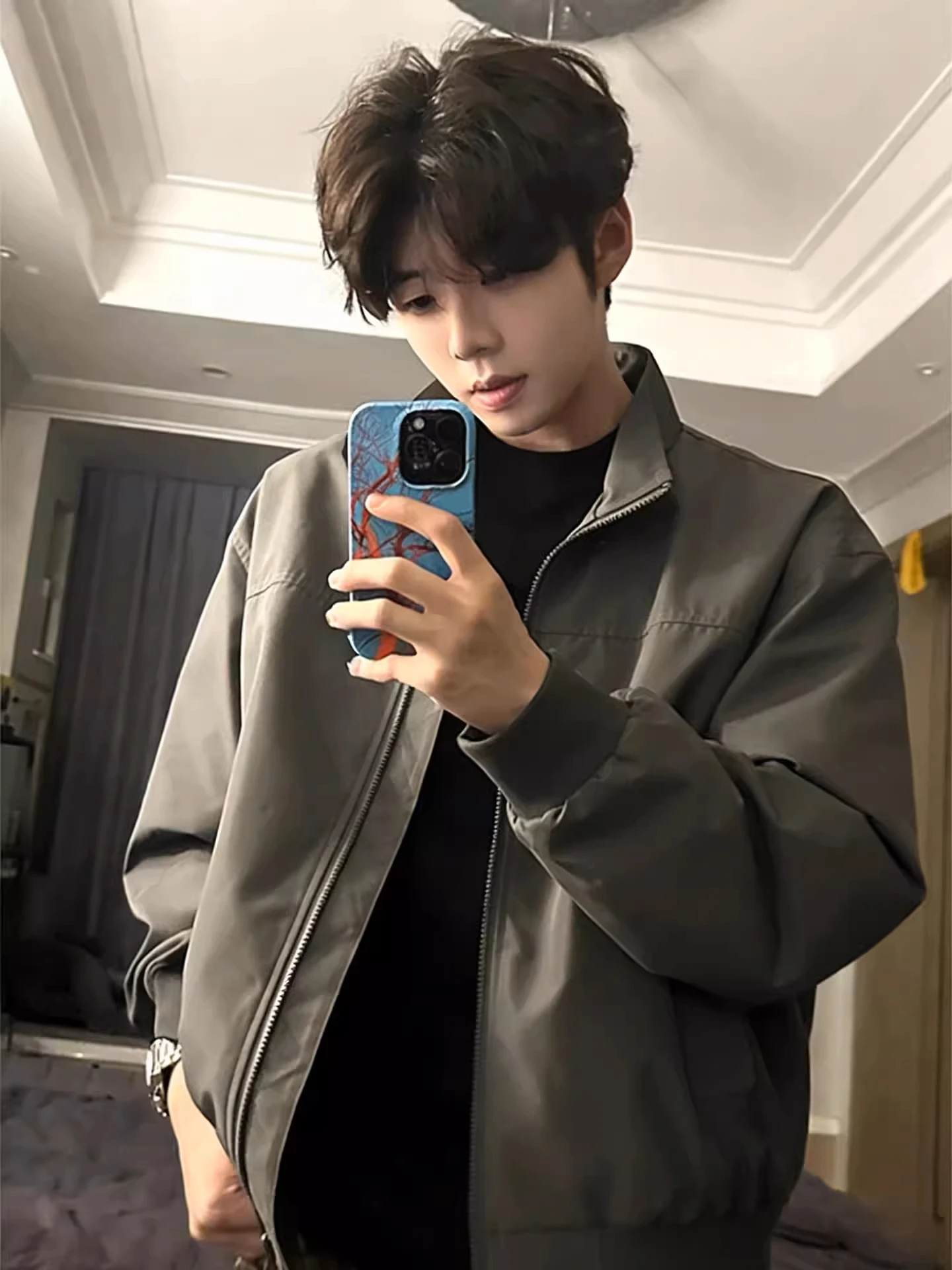 

Мужская летная куртка Wolf ey с воротником-стойкой, весенняя, в американском стиле, из прочного полиэфирного волокна, с длинными рукавами