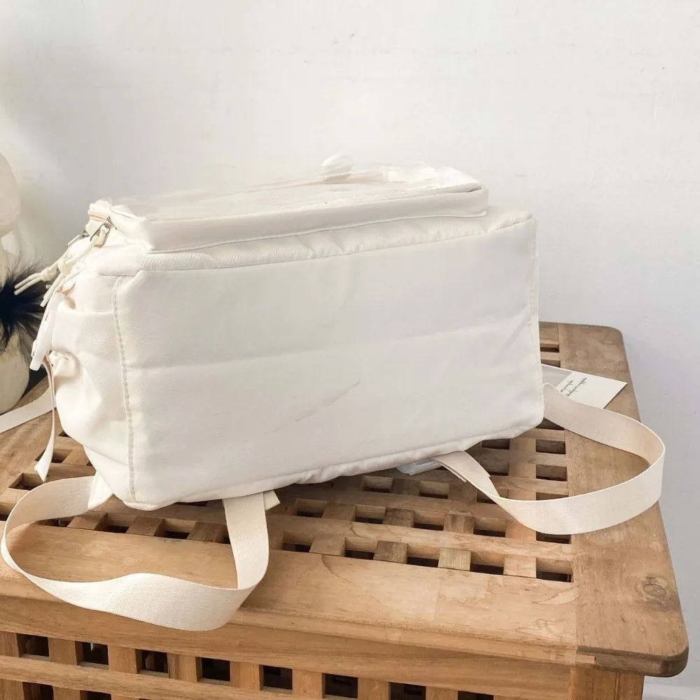 Einfarbiger Nylon-Ita-Rucksack, staubdicht, transparent, Schultasche für Schüler, strapazierfähig, kratzfest, großer Tagesrucksack. – Detail 11