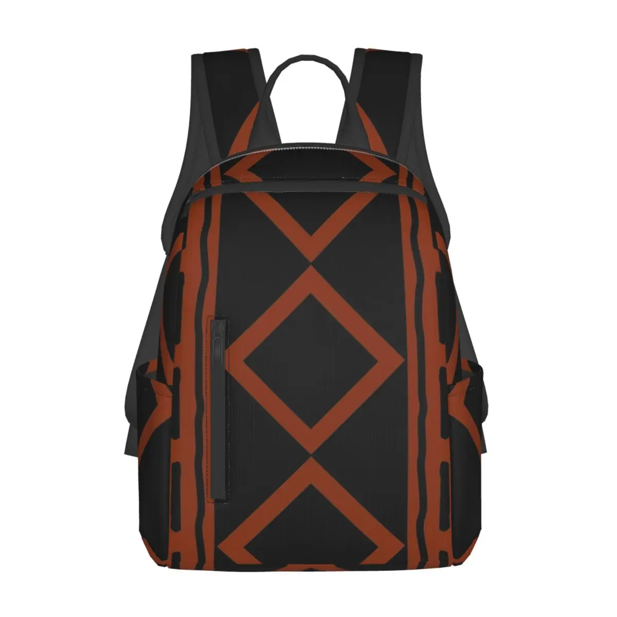 

Rust Colored African Mudcloth Backpack Daypack Large Capacity Boys Girls BookBag School Bag Shoulder Bags for Men Women