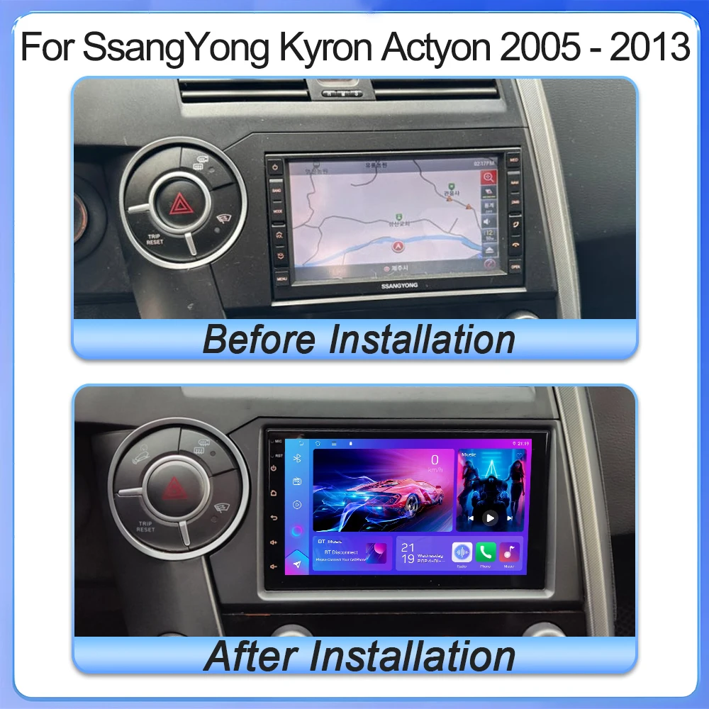 2 Din Car Radio Android 16 For SsangYong Kyron Actyon 2005 - 2013 Multimedia Player Car Stereo IPS Screen WIFI GPS 7