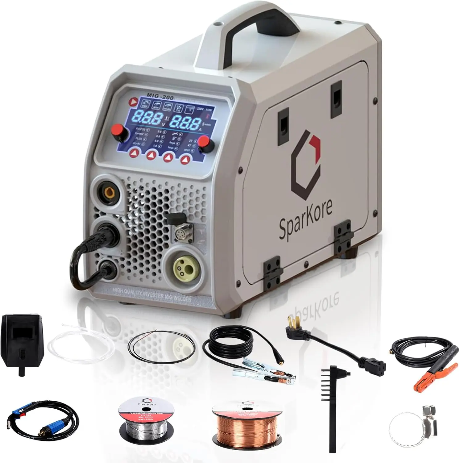 

200A MIG Welder 4-in-1 IGBT Inverter LED Digital Dual Voltage Portable Welding Machine