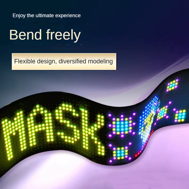 وحدة بكسل ليد مرنة ، RGB ، التمرير ، عرض الرسوم المتحركة ، تطبيق بلوتوث ، متين ، USB ، 5 فولت ، 16x64 LEDs ، x ‑ cm