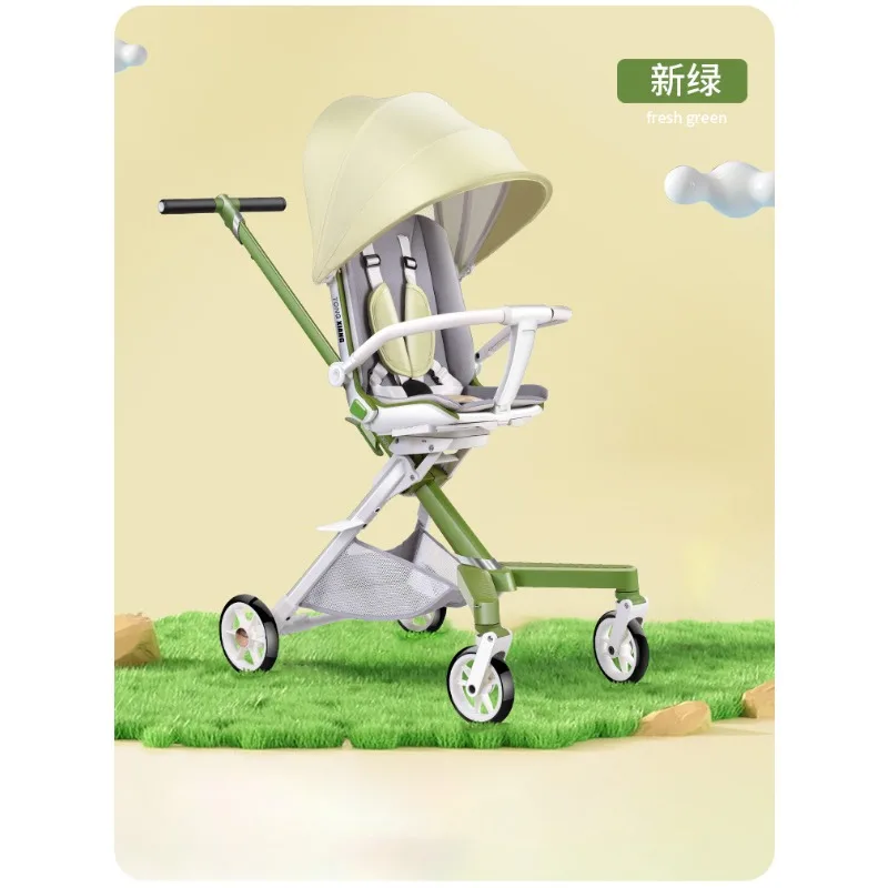 

The baby stroller can sit flat and fold lightly with a high view of the baby's two-way walking artifact.