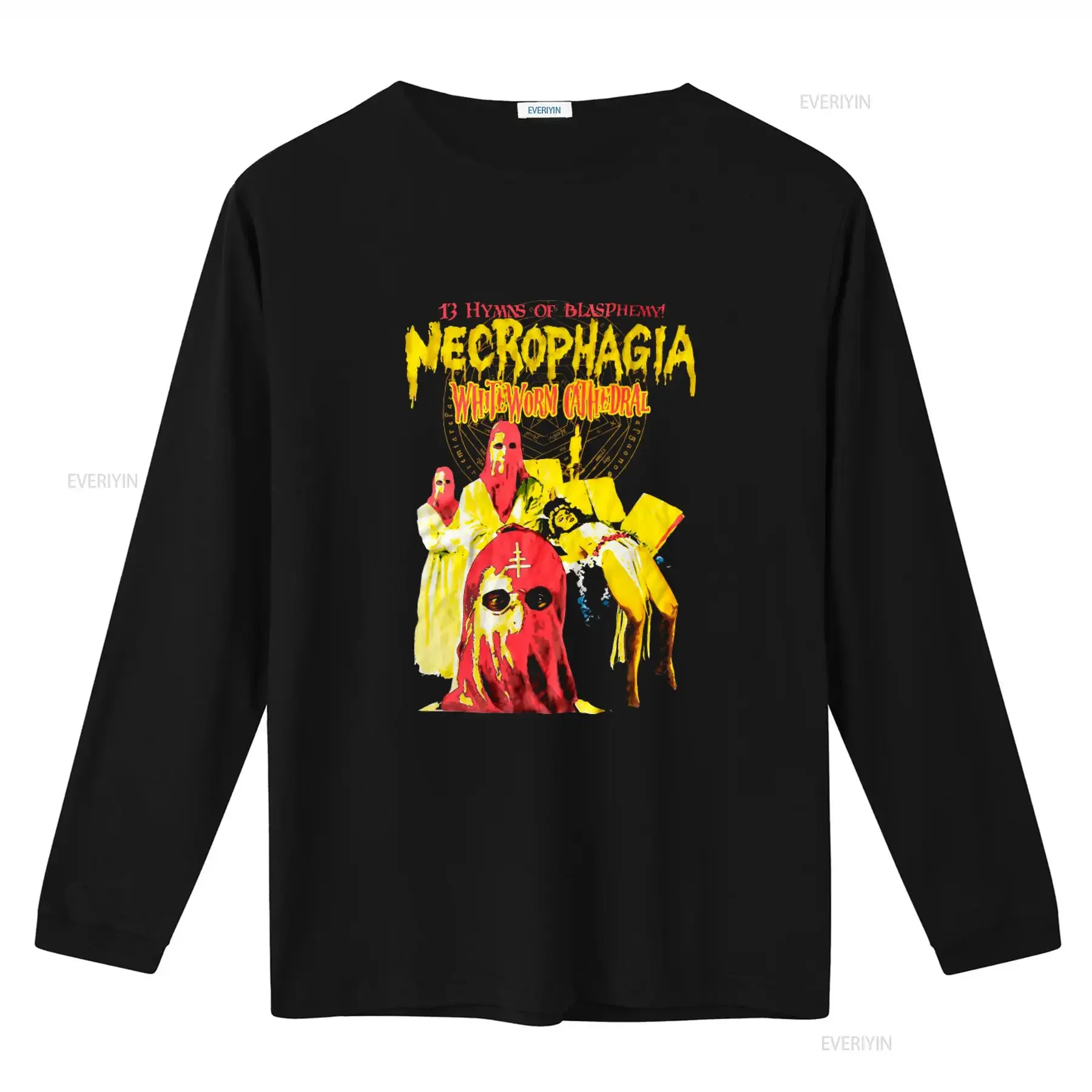 NECROPHAGIA White Worm Cathedral Death Metal Thrash Vintage Black T Shirt 13 Hymns of Blasphemy Design vintage Washed