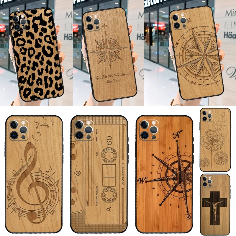 Oppo Reno 12 - Leopard Print Compass Wood Case For
