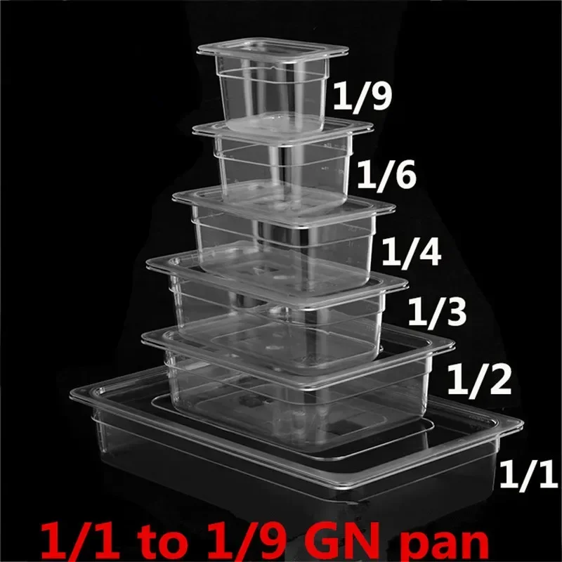 PC Acrylic Plastic transparent pick up GN pans Visible food Pots Square Exhibition Plate Score Basin Containers Storage Box Tray