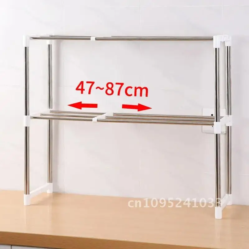 Detachable 2-Layer Microwave Multi-functional Shelf Rack Standing Type Holders Steel Rack Double Stainless Storage Oven Kitchen