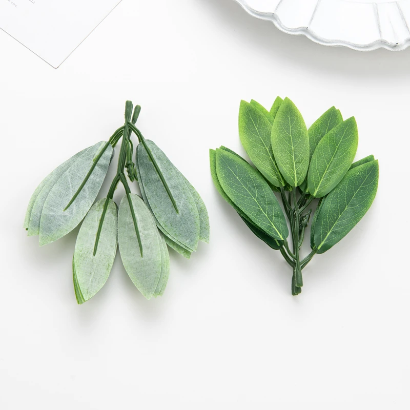 50/100 Stück künstliche Pflanzen, grüne Seide, Oleander-Blätter für Hochzeit, Girlande, Weihnachten, Heimdekoration, DIY-Süßigkeitsbox, Sammelalbum – Detail 5