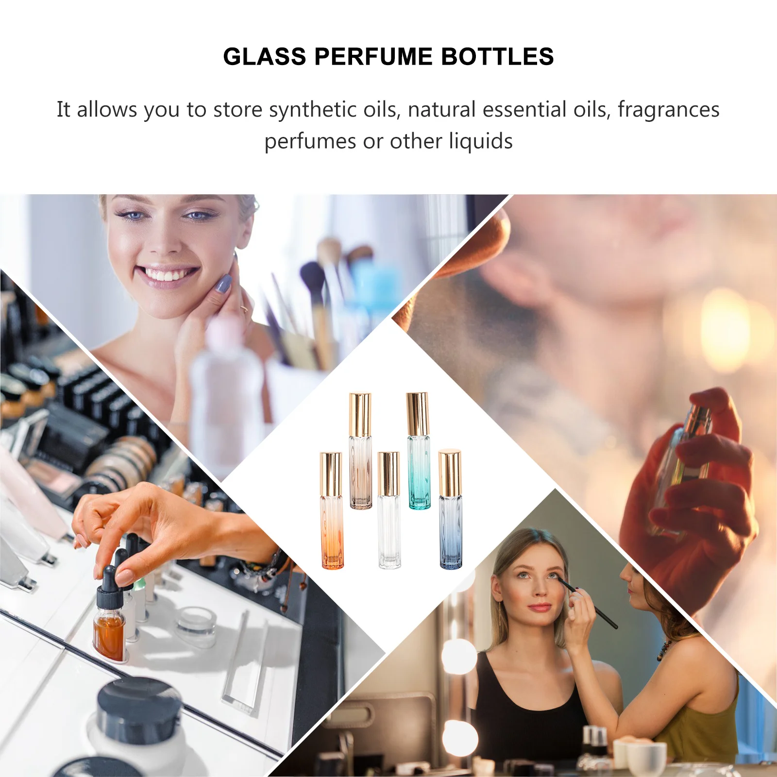 

5Pcs Glass Sprayer Bottles Compact Twill Pattern Design Multipurpose Liquid Dispenser for Fragrance and Aromatherapy Travel Use