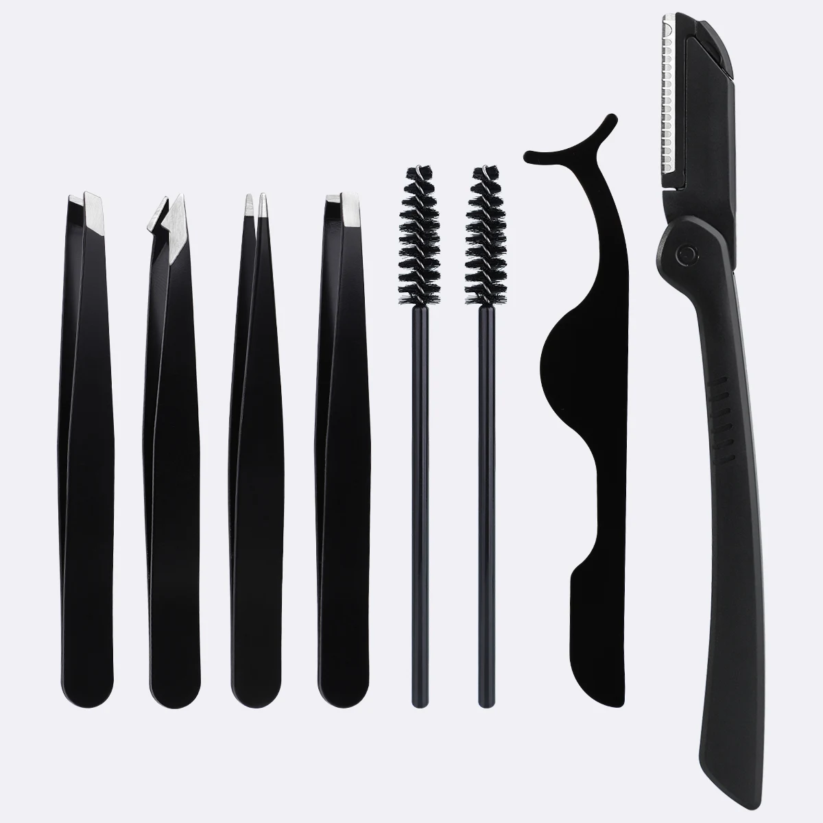 أداة تشذيب الحواجب من الفولاذ المقاوم للصدأ مكونة من 8 قطع من NRCS هي أداة مثالية لتقليم الحواجب وتثبيت الحواجب.