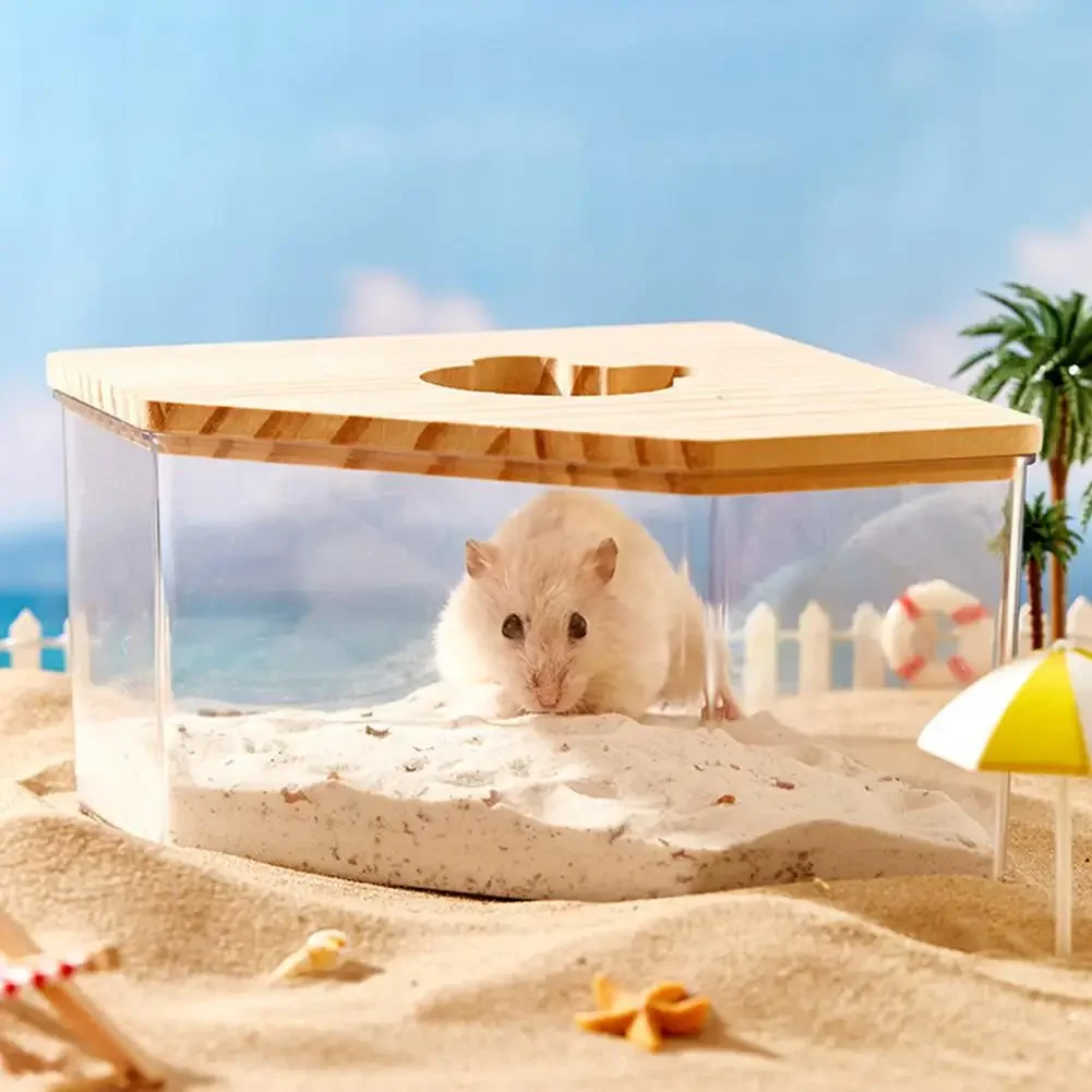 

Acrylic hamster golden bear sand bath box fully transparent small pet hamster bath box toilet dual-purpose bath sand basin