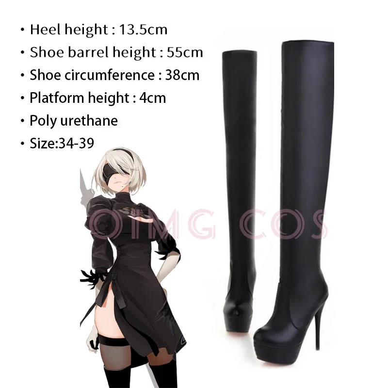 Nier automata sapato botas longas cosplay traje yorha 2b sexy roupa jogos feminino role play meninas festa de halloween fantasia