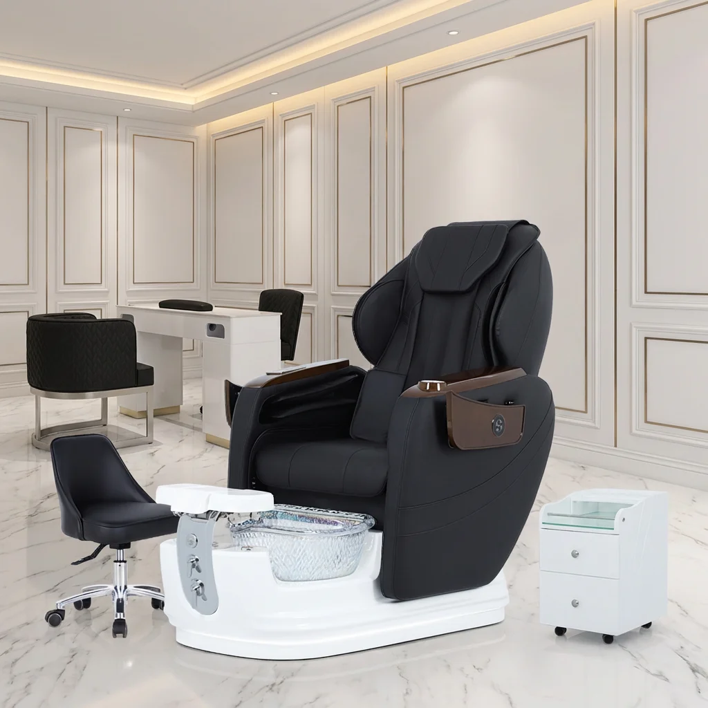 Luxury Modern Nail Salon Furniture Whirlpool Pipeless Magnetic Jet Foot Spa Massage Manicure Pedicure Chair