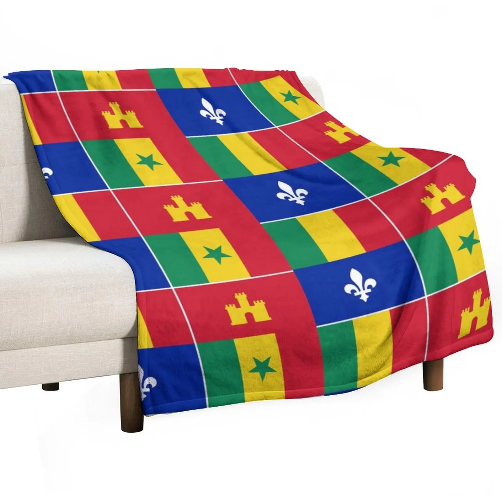 Louisiana Creole Flag Throw Blanket Hairys Flannel Fabric Giant Sofa cosplay anime Blankets