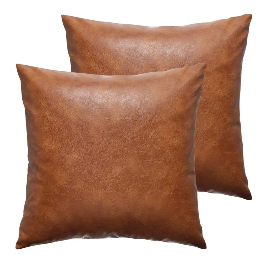 

of 2 Oversized Faux Leather Neutral Decorative Throw Pillow Covers 28x28 inch Soft Modern Boho Luxury Waterproof Floor Cushion C