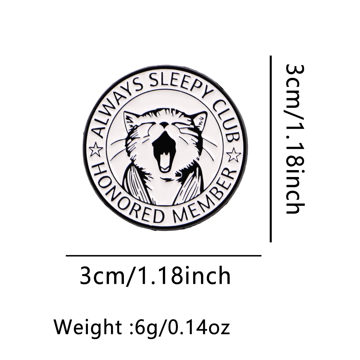 ALWAYS SLEEP CLUB pin de solapa esmalte gato frases metálico - imagen 4