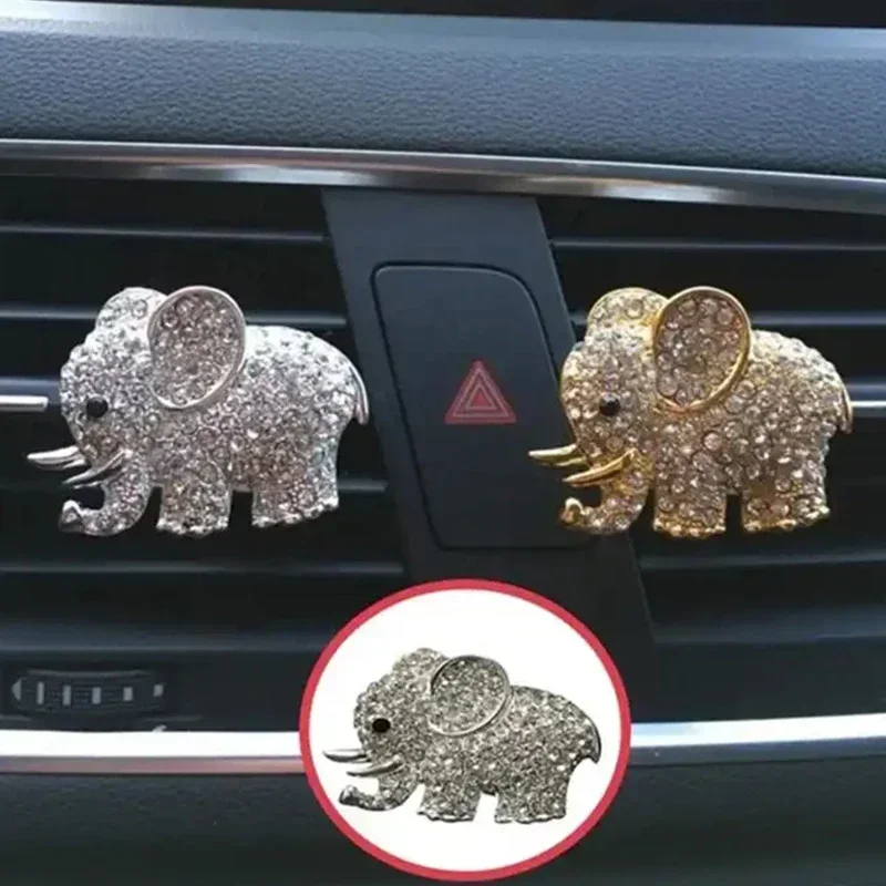 1 Pcs Aroma Vent Clip Smell Perfume Air Freshener in Car Ornaments Diamond Elephant Auto Interior Decor Car Accessories