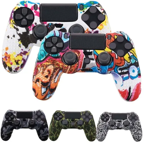 Imagen 2 del producto Funda protectora de camuflaje de silicona para Sony PS4 DS4 Pro Slim Controller Thumb Grips Joystick Caps
