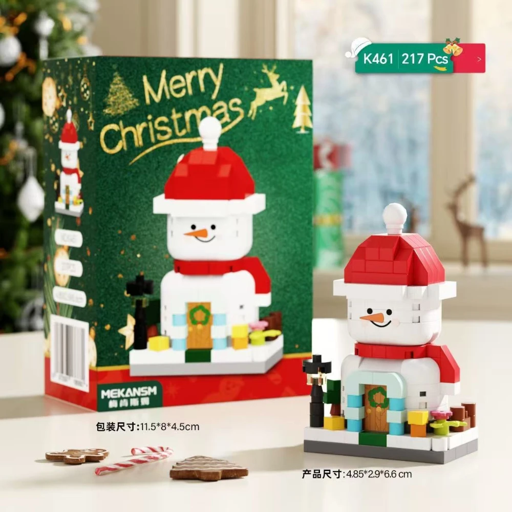 Christmas Gifts Animal Figures Snow House Building Blocks Assembly Model Doll Girl Boy Toy For Children Birthday Collocatio Gift