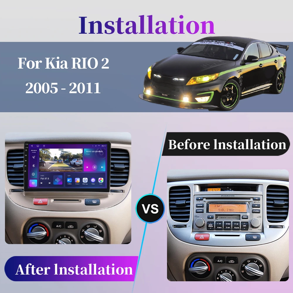 Android Car For Kia RIO 2 2005 - 2011 Radio Multimedia Video Player GPS Navigation Carplay QLED Touch Screen Auto Stereo WIFI 8G