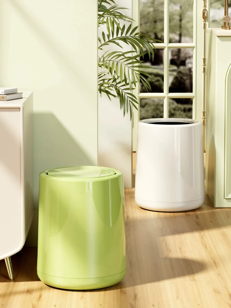 Shake Lid Cream Wind Trash Can Large Capacity Trash Can With Lid For Bedroom And Living Room, Office Simple Waste Bins