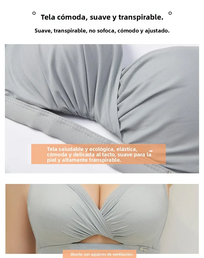 Conjunto de sujetador y bragas finos y sin costuras para mujer, con ajuste inalámbrico, efecto realce de pecho plano, para ve...