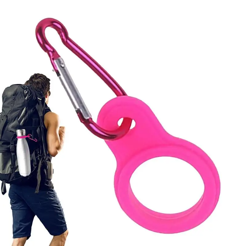 Water Bottle Buckle Clip Portable Silicone Bottle Carrying Clip Aluminum Carabiner Lightweight Backpack Pendant for Traveling