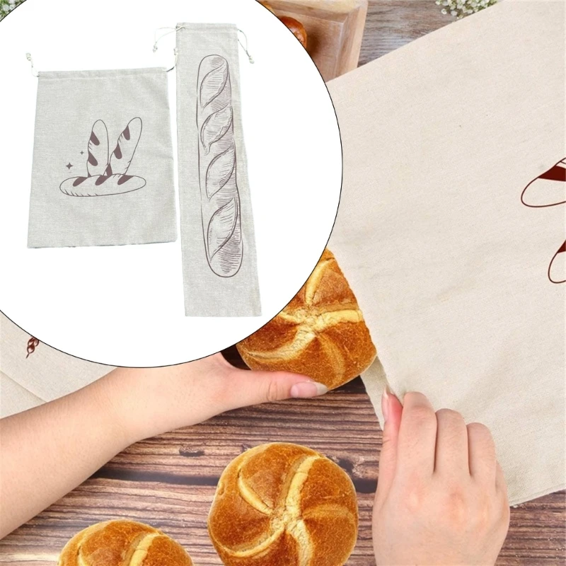 Convenient Linen Drawstring Bread Bag for Easy Storage Durable and Breathable Fabric Suitable for Bread Dropshipping