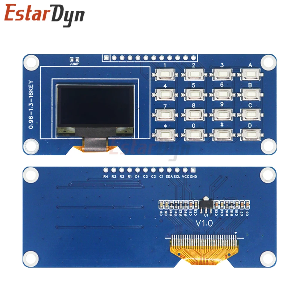 0.96 Inch SSD1315 OLED Display Module 128x64 With 4x4 Keyboard For Arduino Raspberry Pi DIY Project I2C SPI