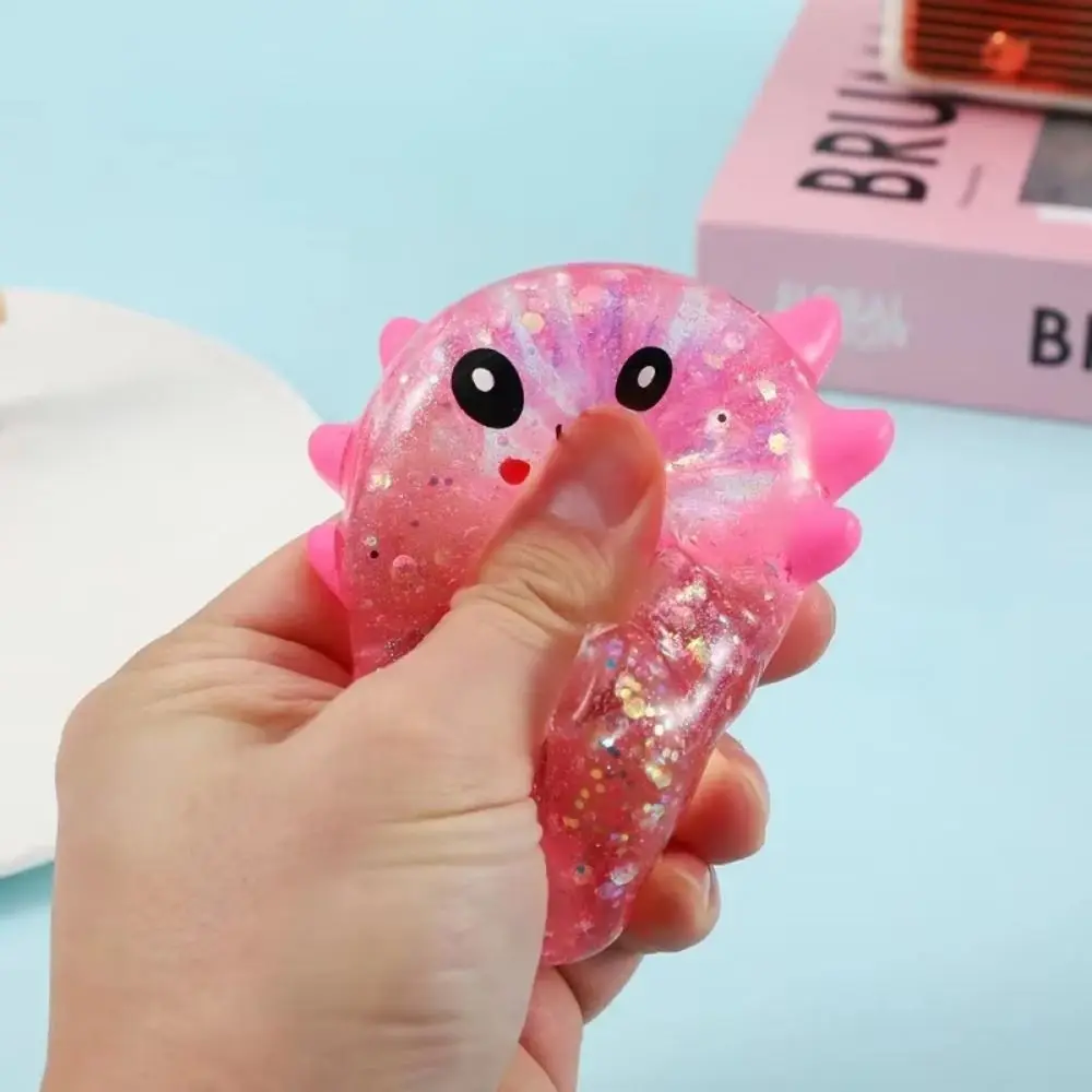 Fun Squeeze Maltose Fidgets Slow-rebound Elasticity Stretchy Axolotl Squeeze Handmade Slow Rebound Glitter Axolotl Squishy