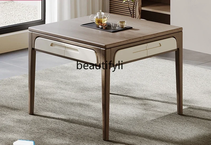 

New mahjong table automatic household mahjong machine, dual-purpose meal hemp integrated table solid wood