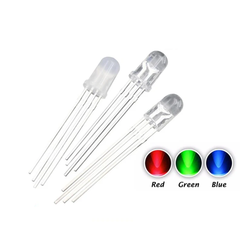 20pcs 5mm RGB LED Common Cathode / Common Anode Tri-Color Emitting Diodes f5 RGB Diffused / Transparent Highlight for arduino