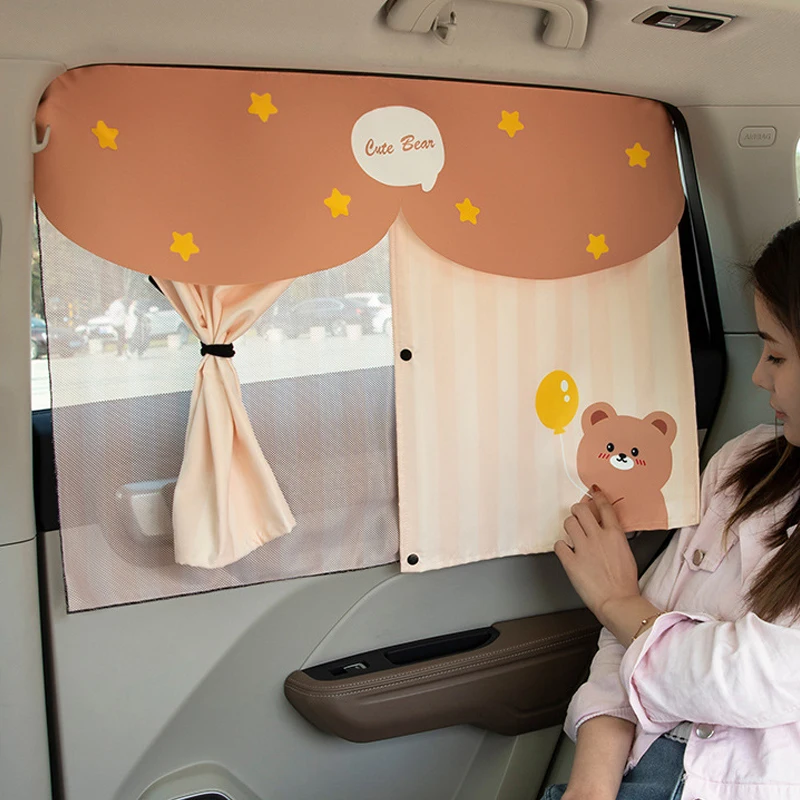 

Car Side Window Shades Universal Magnetic Mesh Privacy Protect Curtains Double Layer Heat UV Protection Sun Shade for Rear Side