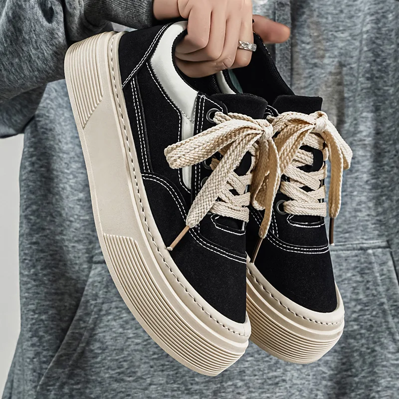 

Men's Casual Low-Top Board Shoes Spring Flats Platform Lace-Up Sneakers Street Style Breathable Designer Fashion Footwear