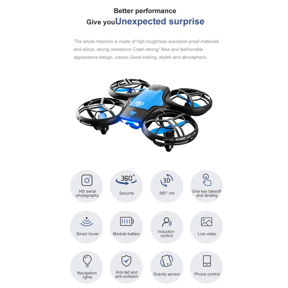 4DRC V8 Mini Drone Camera 4K HD WiFi Fpv Quadcopter Air Pressure Height Maintain Foldable Quadrocopter With Camera Toys for Kids