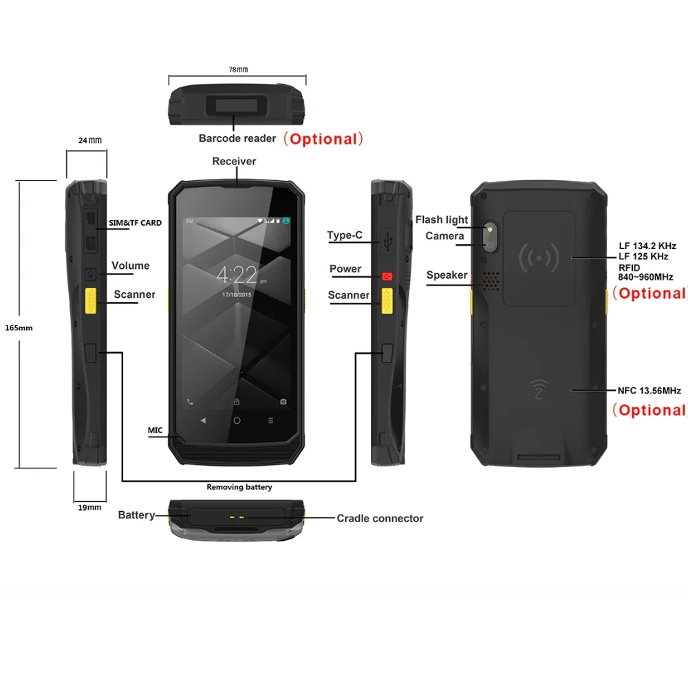 Imagem -02 - Kcosit-handheld Barcode Scanner Pda Android 1d 2d 4gb de Ram Terminal Pos Zebra lf Leitor Rfid Uhf Wifi Captura de Dados 4g U20