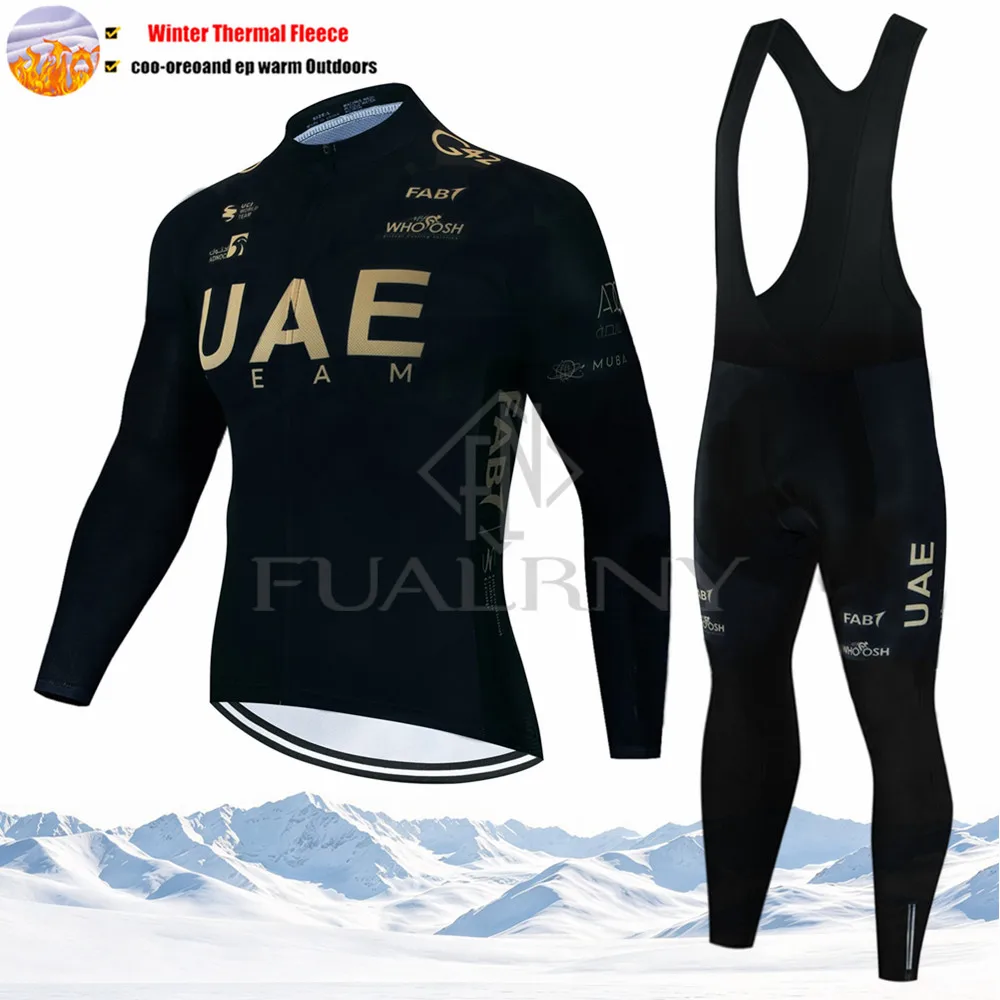 UAE UAE Team Men's Winter Thermal Fleece Cycling Long Sleeve MTB Bicycle Warm Riding Jersey Set Road Bicycle Riding Outdoor Clothing - Aliexpress Deal